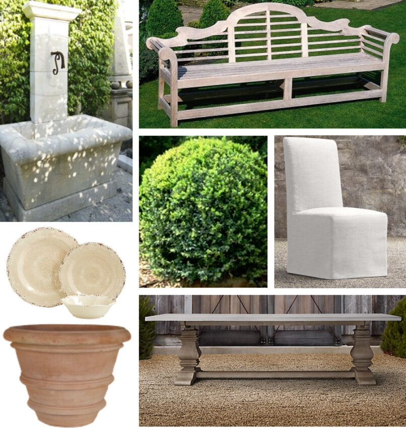 Furnishings and accents are often one of the last elements people take into consideration when designing or remodeling their outdoor space. At Matthew Murrey Design, this is something we encourage our clients to think through during the entire design process. How you want to experience and enjoy your new space determines design and flow of the space, as well as the furniture and accents you put into it. As part of our design services, we offer furniture selection, purchasing and styling for your new space. These are a few of the products we are currently loving for a Traditional European Inspired Garden.