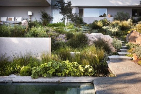 Bridle Road Residence in Cape Town, South Africa. Landscape designed by Rees Roberts & Partners in New York City.