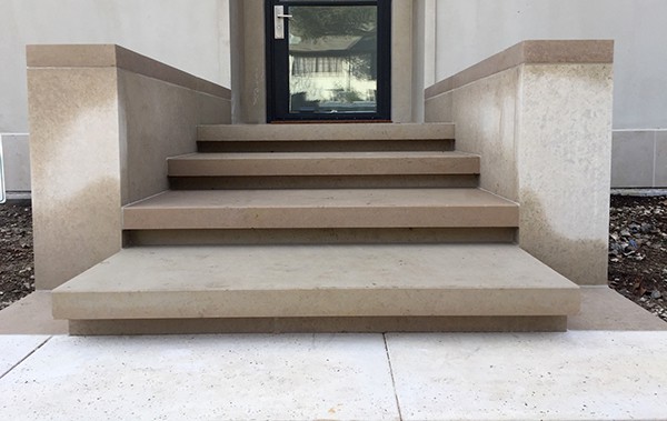 Limestone slab steps